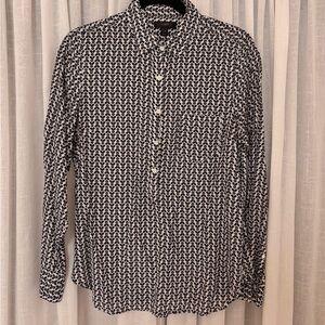 J. Crew Black and White Popover Top